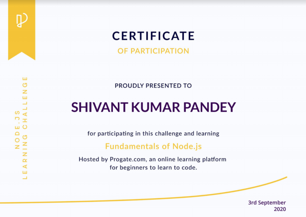 Progate Node.js Certificate