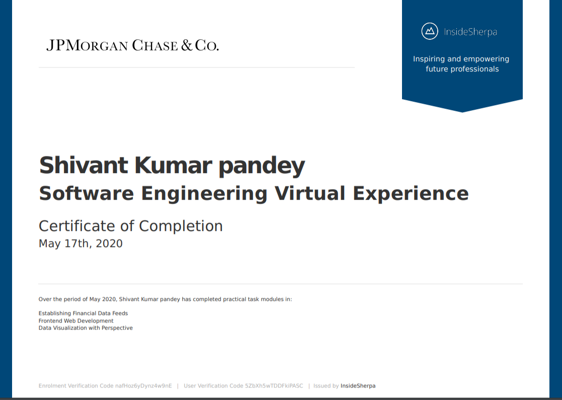 JPMorgan Software Engineering Certificate